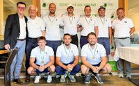 GC Gut Murstätten (stehend von links nach rechts): StGV-Präsident Dr. Kurt Klein, GC Almenland-Präsident Kurt Rettinger, Gregor Grahsl, Luca Ehall, Philipp Essl, Stefan Bittermann, Turnierdirektor Peter Pirstinger. – Hockend von links nach rechts: Jan Luka Samec, Fabio Monschein, Philipp Hödl.