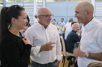 Golf Ass Markus Brier (re.) plauderte gerne mit den Teilnehmern